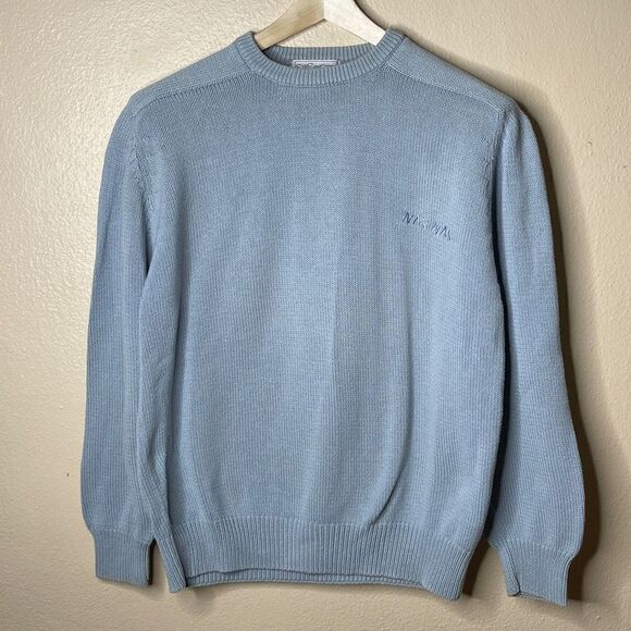 Vintage Naf Naf sweatshirt 90s blue with embroidered spellout Sz Large - Picture 1 of 7